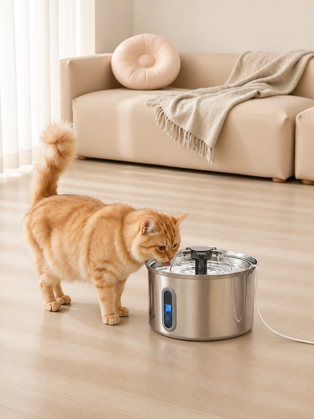 Nekoa Flow Pro™ – Fonte Inteligente Premium em Aço Inoxidável 304 para Gatos (3,2 L)